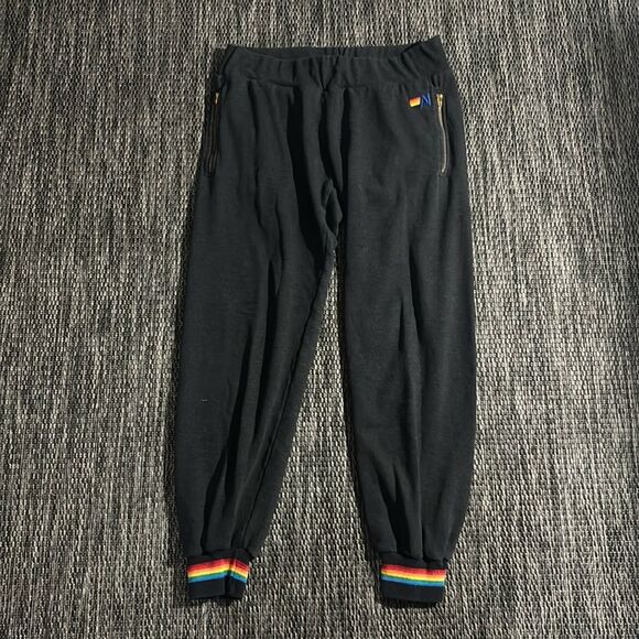 Aviator Nation Dark Gray Rainbow Prism Jogger Pants Size Large - Picture 1 of 8
